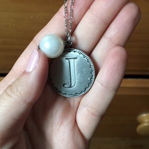 J monogram pearl disc necklace